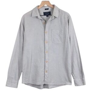 EVEN TIDE Brushed Linen Cotton Slim Fit Button Up Shirt Men's Sz M Grey L/S Soft